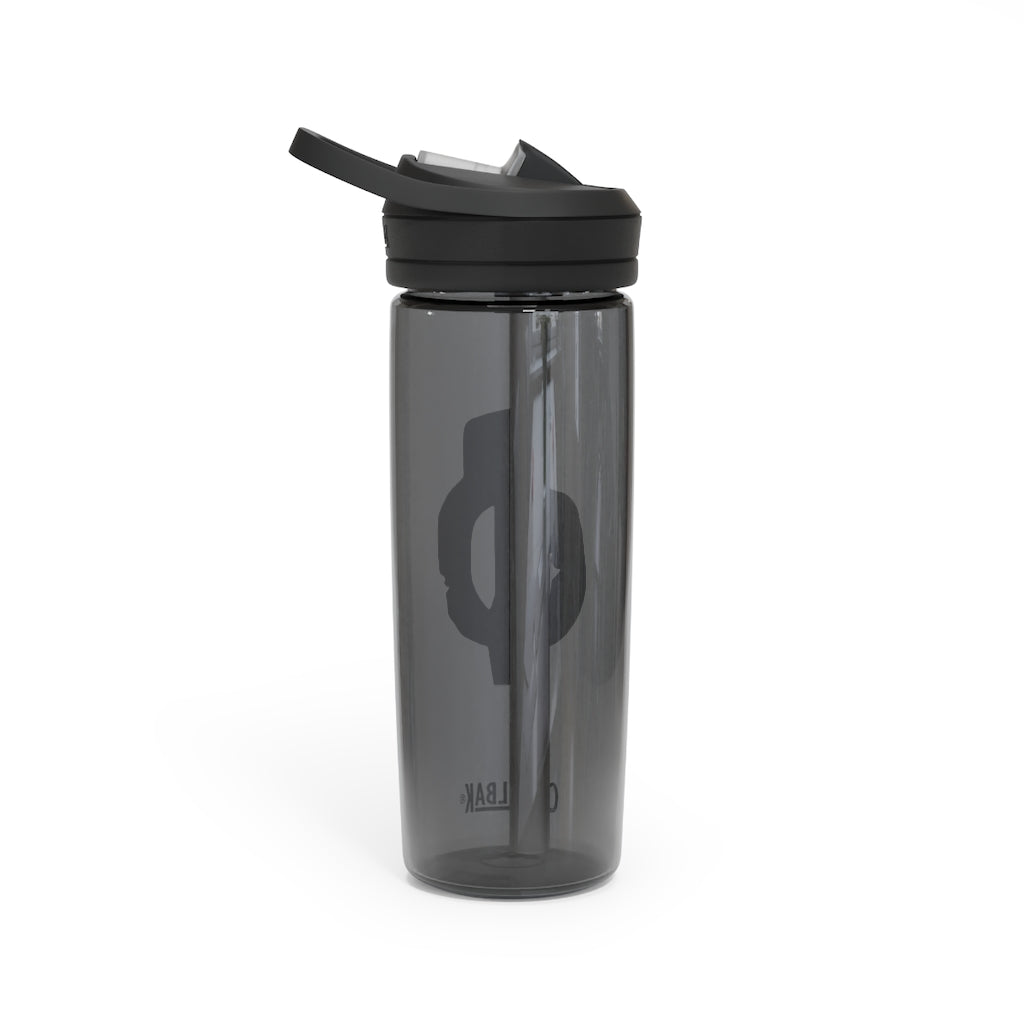 CamelBak Eddy® Water Bottle in Rock with Water design, available in 20oz and 25oz sizes, featuring a spill-proof biting valve and easy-carry handle.